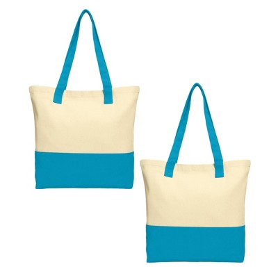 Port Authority Set of 2 Colorblock Cotton Totes with Zippered Pocket