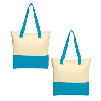 Port Authority Set of 2 Colorblock Cotton Totes with Zippered Pocket