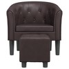 VidaXL Tub Chair with Footstool Brown Faux Leather - 3 of 4