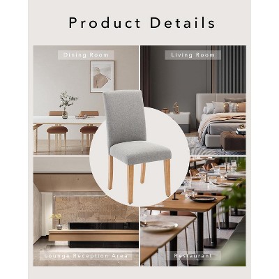 Parsons Dining Chairs Set of 2, Upholstered Linen Fabric Side Chairs for Dining Room and Kitchen