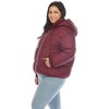 Plus Size Full Front Zip Hooded Bomber Puffer Coat  - White Mark - 2 of 4