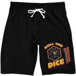 Dungeons & Dragons Roll the Rice Men's Black Graphic Sleep Shorts