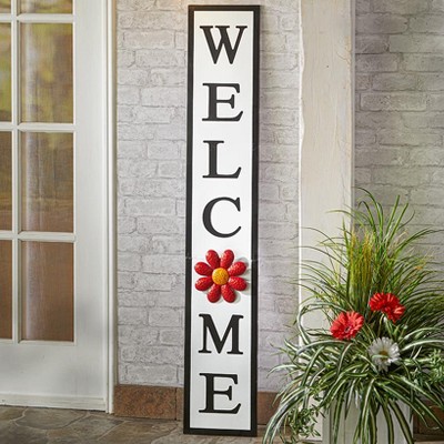 52" White and Black Metal Interchangeable Welcome Sign