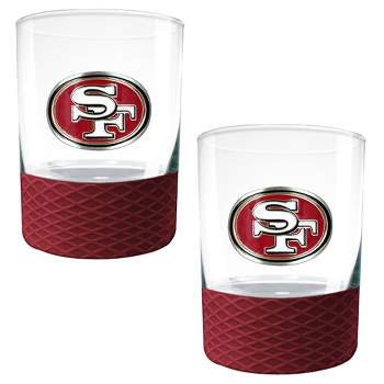 NFL San Francisco 49ers 14oz Rocks Glass Set with Silicone Grip - 2pc
