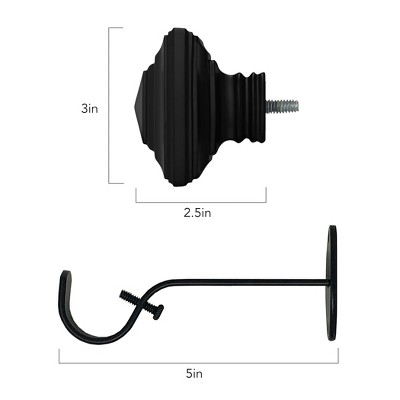 Antique Black Adjustable Curtain Rod with Stacked Square Finials