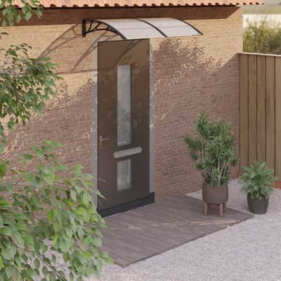 vidaXL Door Canopy Black and Transparent 39.4 in.x31.5 in. Polycarbonate