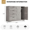 Storage Cabinet with 4 Drawers and Double Doors, Freestanding Wardrobe with Hanging Rod, Floor Standing Organizer for Bedroom, Living Room - 2 of 4