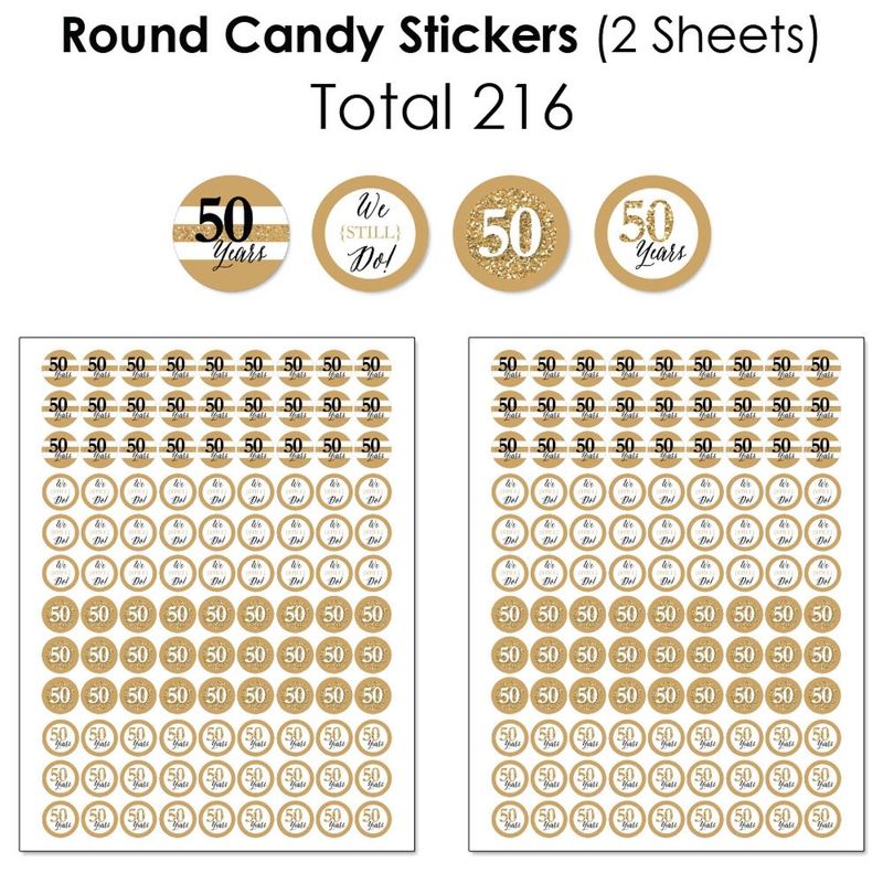 Big Dot of Happiness We Still Do - 50th Wedding Anniversary - Anniversary Party Candy Favor Sticker Kit - 304 Pieces, 5 of 9