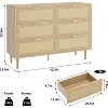 Rattan 6 Drawers Dresser for Bedroom, Modern Chest of Drawers with Gold Legs and Gold Handles, Wide Double Dresser with Anti-tipping Design - 2 of 4