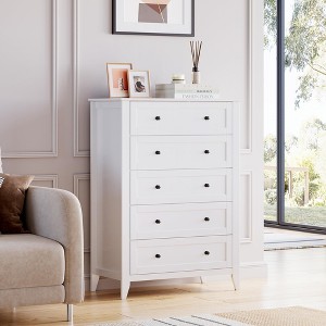 Jojoka 5-Drawer Wood Dresser, Modern Chest of Drawers with Metal Handles, Stylish Storage for Bedroom, Living Room & Hallway - 1 of 4