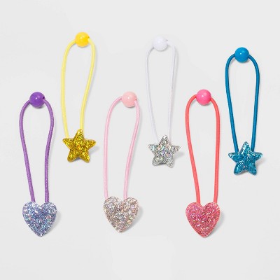 Girls' 6pk Confetti Star Popper Hair Ties - Cat & Jack™