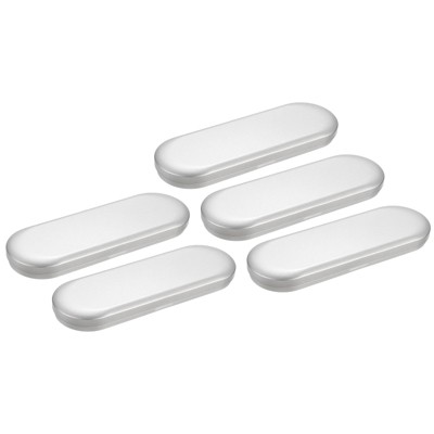 Unique Bargains Tinplate Frosted Hinged Lid Portable Storage Containers 6.9" x 2.4" Silver 5 Pcs