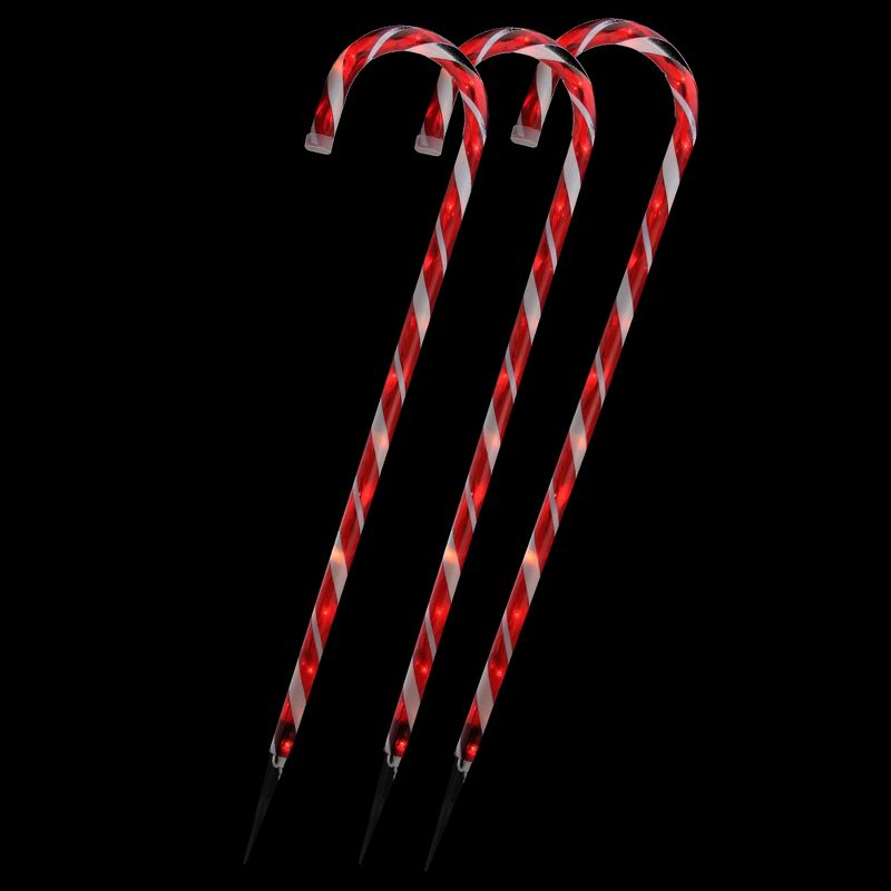 Northlight Set of 3 Lighted Candy Cane Outdoor Christmas Decorations 28", 3 of 6
