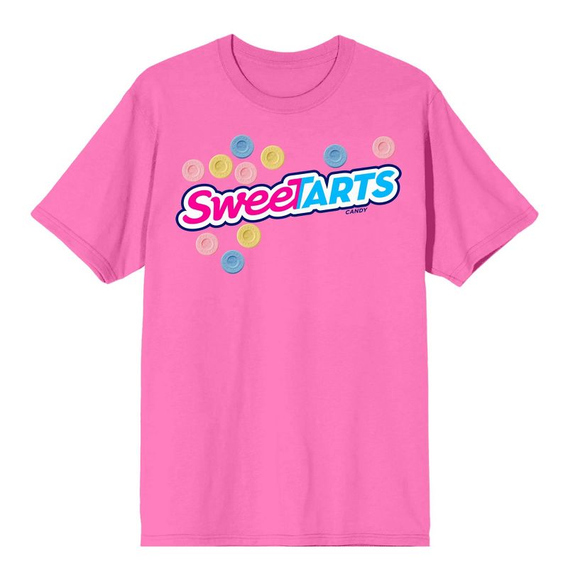 SweeTARTS Logo Crew Neck Short Sleeve Neon Pink Men's T-shirt, 1 of 4