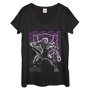 Women's Marvel Black Panther 2018 Geometric Pattern Scoop Neck - 1 of 3