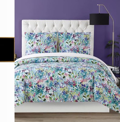 Full/Queen Multicolor Cotton Floral Duvet Cover Set