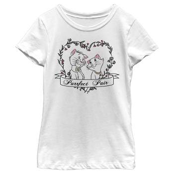 Girl's Aristocats Thomas and Duchess Purrfect Pair Heart T-Shirt