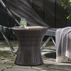 XIYUYEU Modern Hourglass Outdoor Patio Side Table, Wicker Outdoor Accent Table, Outdoor Table, Waterproofing Outdoor End Table for Patio - 3 of 4