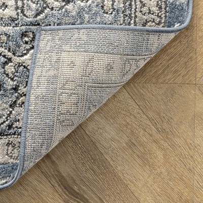 Elysian Blue Medallion 4'x6' Flat Woven Synthetic Area Rug