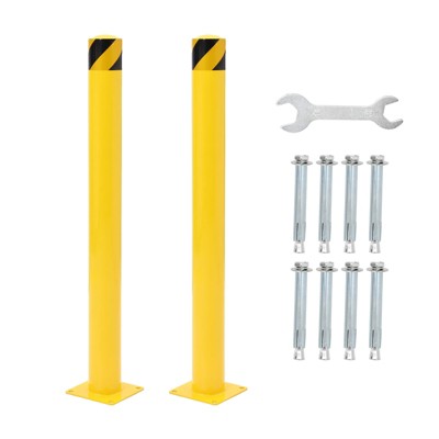 Safety Bollard2/4/6 Packs, 36/42/48 Inch Height Bollard Post, 4.5 Inches Diameter Steel Pipe, Yellow Safety Steel Bollard for Traffic-Sensitive Area