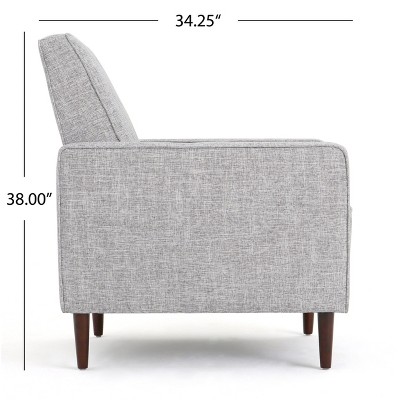 Mid-Century Modern Light Grey Tweed Wood Recliner