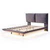 Whisen Morden Design Upholstered Platform Bed with Sensor Light, USB Port and 2 Large Backrests - 3 of 4