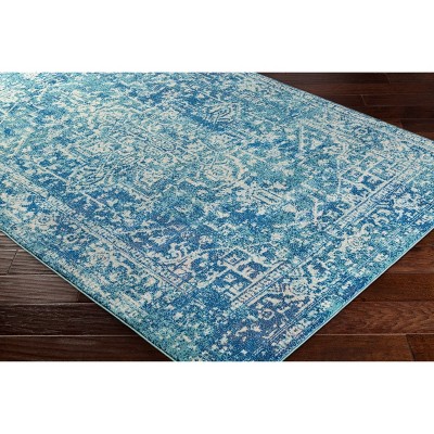 Blue Rectangular 8' x 10' Vintage Medallion Polypropylene Area Rug
