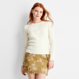 Women's Crewneck Zip-Front Sweater - Future Collective - 1 of 3