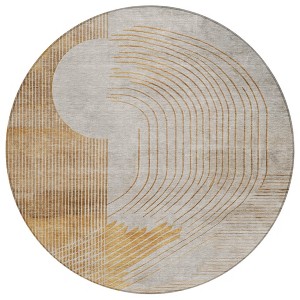 Gold And Ivory Geometric Washable Indoor Outdoor Area Rug - 1 of 4