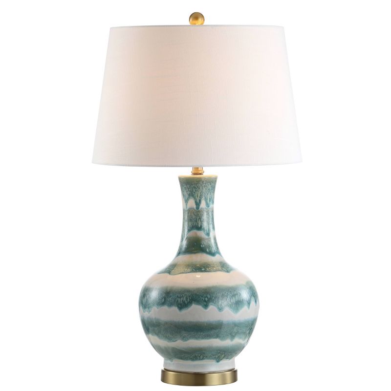 30.5&#34; Ceramic/Metal Tucker Striped Table Lamp (Includes LED Light Bulb) Green - JONATHAN Y, 1 of 6