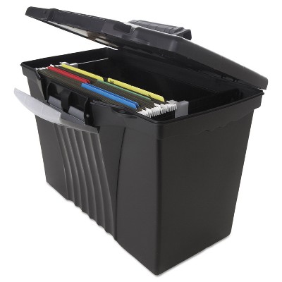 Photo 1 of Storex Portable File Storage Box w/Organizer Lid Letter/Legal Black 61510U01C