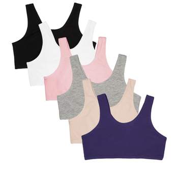 Fruit of the Loom Girl's Cotton Sports Bra 6 Pack