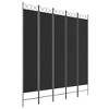 vidaXL Black 5-Panel Room Divider, Foldable Privacy Screen, Room Partition and Window Blockage, Easy Assembly, Durable Polyester and Iron Material - 2 of 4