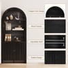 ORRD 71" Farmhouse Bookshelf with Arched Top, Rustic Storage Cabinet with Slatted Doors, Tall Bookcase for Living Room & Office，Black - 4 of 4