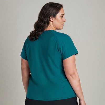 Calypsa Women's Plus Size Loose Fit Short Sleeve UPF 50+ Adele Swim Top