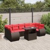 vidaXL Patio Sofa Set with Cushions and Table Outdoor 8 Piece Poly Rattan - Brown without storage - 2 of 4