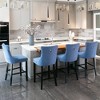 CAVINAS Mid-Century Barstools with Button Tufted and Chrome Nailhead Trim, Velvet Upholstered Dining Chair, Leisure Bar Chairs, Bar Stools, Set of 2 - 3 of 4