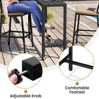 Black Metal and Plastic Outdoor Counter Height Bar Table
