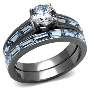 Slickblue Women's Ring Stainless Steel IP Light Black Finish with 6.5?mm Clear CZ Size 5-10 - 1 of 4