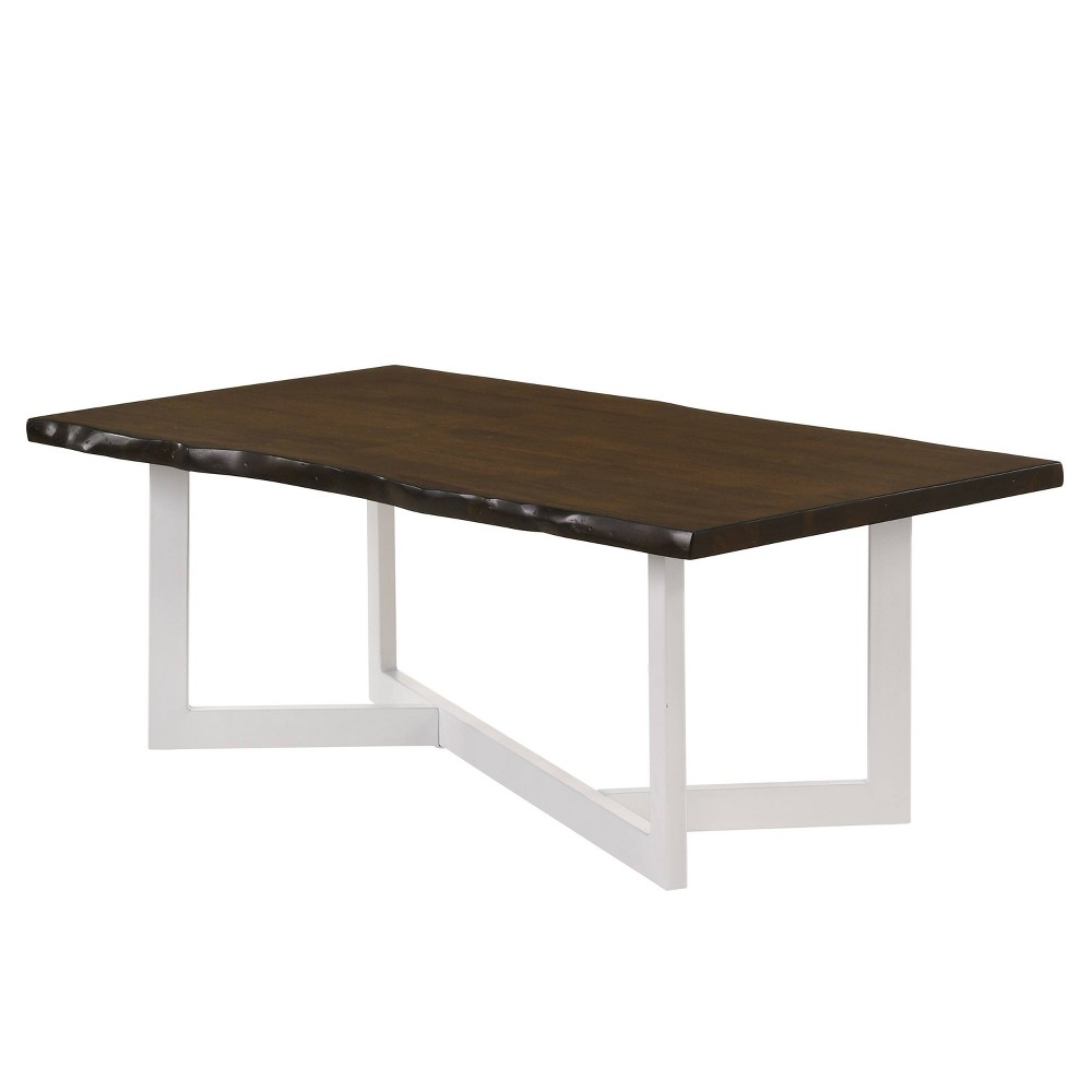 Photos - Coffee Table Grinta  with X Cross Base Oak/White - miBasics: Metal Frame, Rubberwood Top, 18" Height