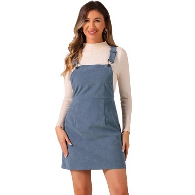 INSPIRE CHIC Women's Adjustable Strap Pinafore Bib Corduroy Overalls Floral Dress
