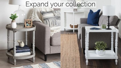 Bellport Rustic Gray Demilune Console with Dual-Tier Storage