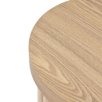 Oak Fluted Round Side Table with Drum Design