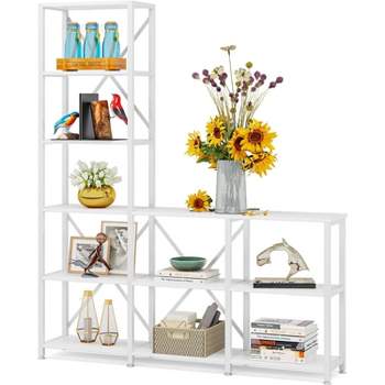 Tribesigns Ladder Corner Etagere Bookcase, 9 Shelves Bookshelves for Home Office