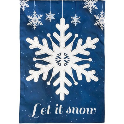Briarwood Lane Burlap House Flag 40x28 For Outdoor Let It Snow Winter Applique For Winter House Flag