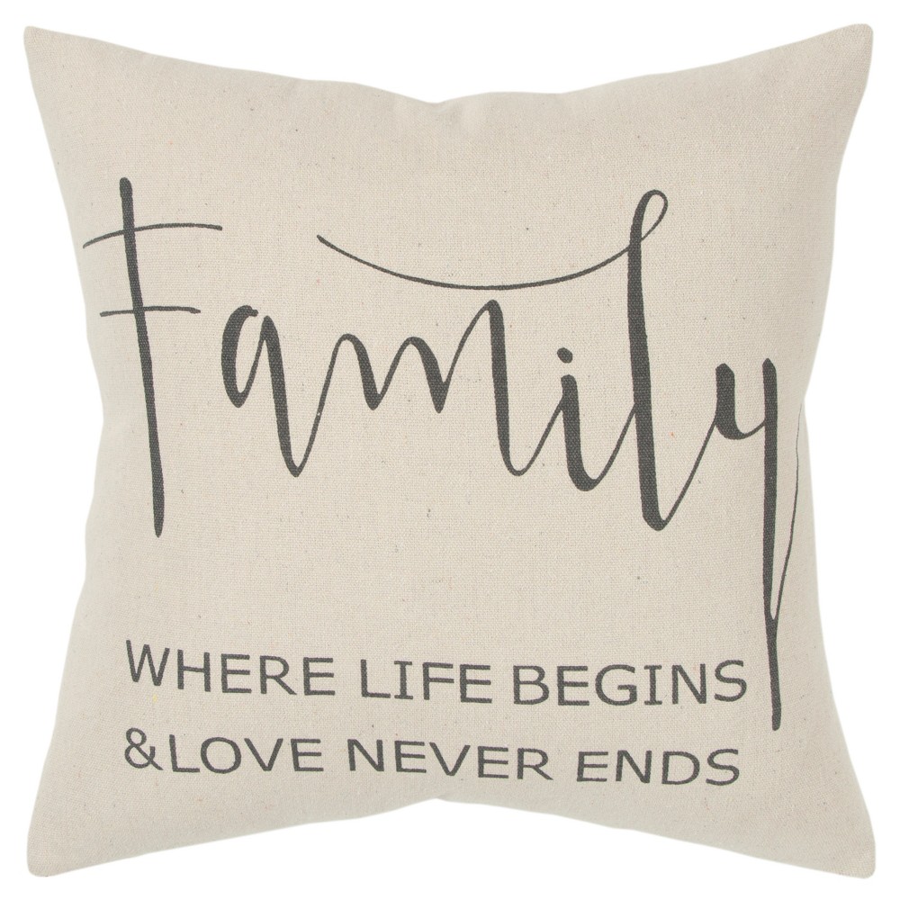 Photos - Pillow 18"x18" 'Family' Sentiment Decorative Filled Square Throw  Neutral 