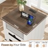 Farmhouse Nightstand 18" inch Side Table with Charging Station Bedside Table with 2 Drawers - 4 of 4
