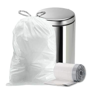 Plasticplace Trash Bags simplehuman Code K Compatible (200 Count) White Drawstring Garbage Liners 10 Gallon / 38 Liter 24.4 x 28