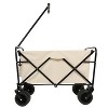 ORRD Heavy-Duty Folding Wagon with 360° Rear Wheels – Beige - 3 of 4