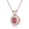 Guili Rhodium Plated Sterling Silver Round Bezel Pendant with Sparkling Cubic Zirconia for a Dazzling Look, Perfect for Day and Night Wear - 3 of 4